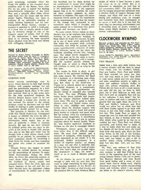 LAMINA 34691: Reseña de Gordon Gow sobre The Secret