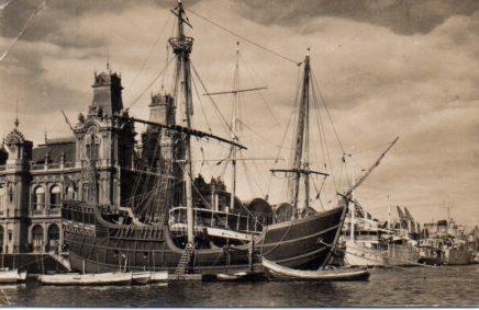 POSTAL PV03629: Carabela Santa Maria en el puerto de Barcelona