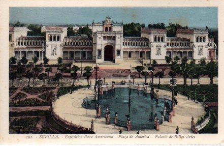 POSTAL PV03777: Sevilla. Exposicion Ibero Americana Plaza de America Palacio de Bellas Artes