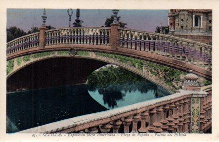 POSTAL PV03788: Sevilla. Exposicion Ibero Americana Puente del Palacio en Plaza de España