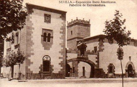 POSTAL PV03720: Pabellon de Extremadura, Exposicion Ibero Americana en Sevilla