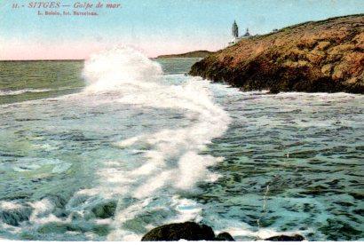 POSTAL PV03477: Golpe de mar en Sitges