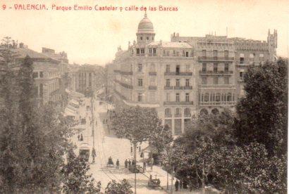 POSTAL PV03468: Parque Emilio Castelar y calle de las Barcas, Valencia