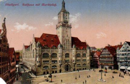 POSTAL PV03495: Rathaus mit Marktplatz, Stuttgart