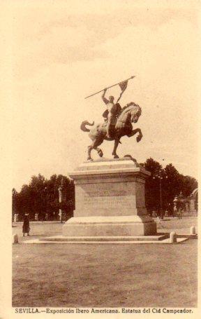 POSTAL PV03429: Sevilla. Exposicion Ibero Americana Estatua del Cid Campeador