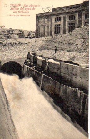 POSTAL PV03424: Salida del agua de las turbinas en San Antonio, Tremp