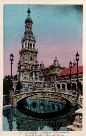 POSTAL PV03459: Sevilla. Exposicion Ibero Americana Plaza de España Torre del Palacio