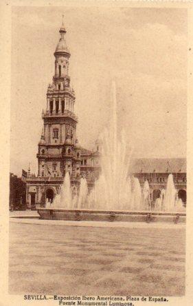 POSTAL PV03457: Sevilla. Exposicion Ibero Americana Fuente Monumental Luminosa