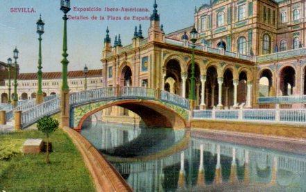 POSTAL PV03590: Sevilla. Exposicion Ibero Americana detalles de la Plaza España