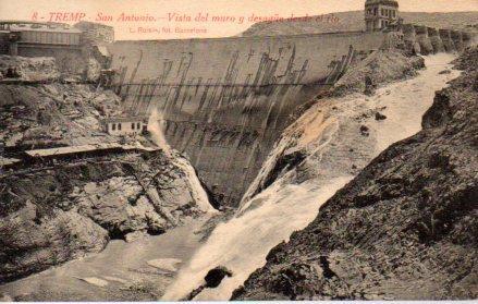 POSTAL PV03533: Vista del muro y desague del rio en San Antonio, Tremp