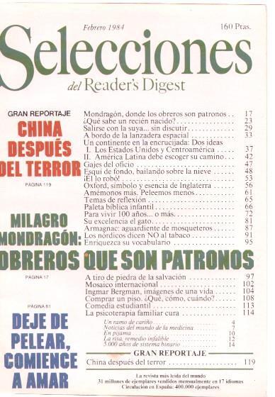 Selecciones del Reader s Digest. febrero 1984: Mondragon, donde los obreros son