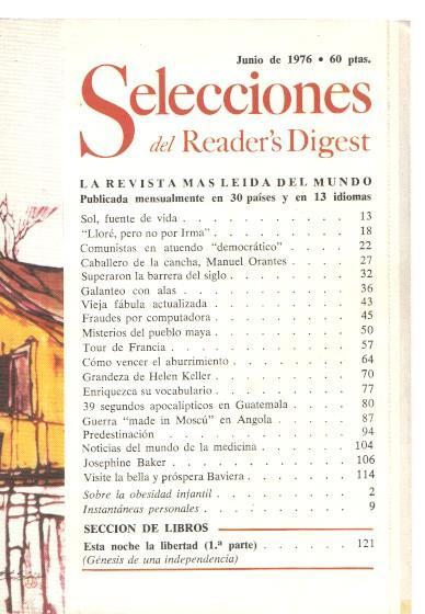 Selecciones del Reader s Digest.junio 1976: Sol,m fuente de vida- Comunistas en