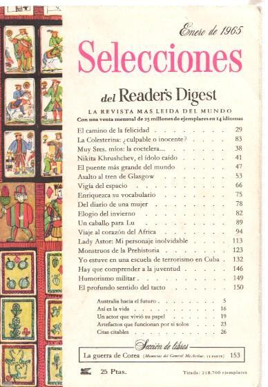 Selecciones del Reader s Digest. enero 1965: El camino de la felicidad- La Coles-