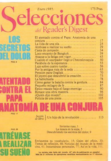 Selecciones del Reader s Digest. enero 1985: Los secretos del dolor- Atentado 