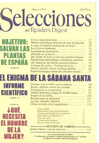 Selecciones del Reader s Digest. marzo 1984: Objetivo: salvar las plantas de Es-