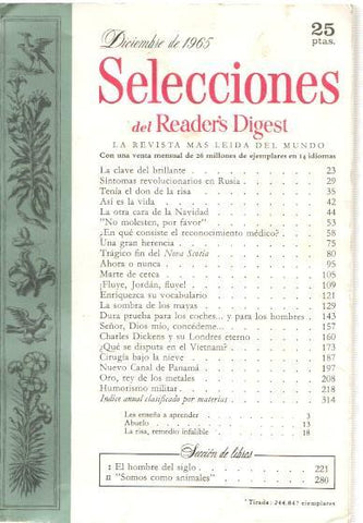 Selecciones del Reader s Digest diciembre 1965: La clave del brillante- Sintomas