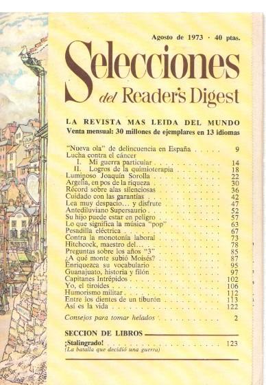 Selecciones del Reader s Digest agosto 1972: Nueva ola de delincuencia en Espa-