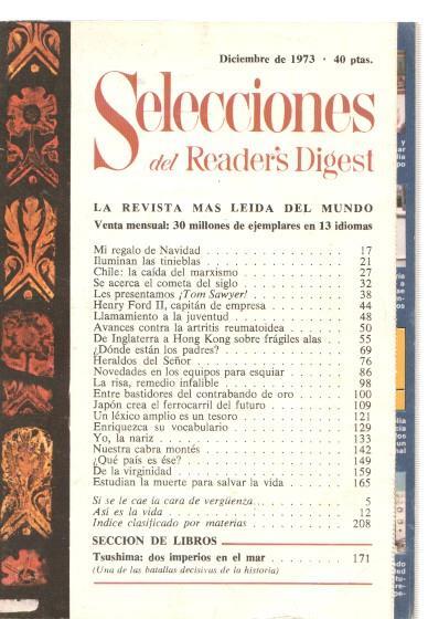 Selecciones del Reader s Digest diciembre 1973: Chile: La caida del maarxismo-