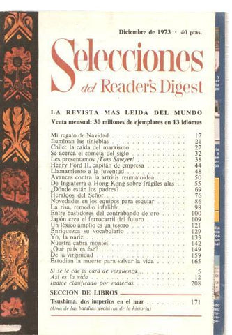 Selecciones del Reader s Digest diciembre 1973: Chile: La caida del maarxismo-