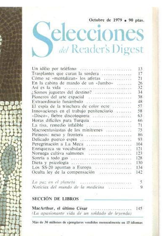 Selecciones del Reader s Digest octubre 1979: Trasplantes que curan la sordera-