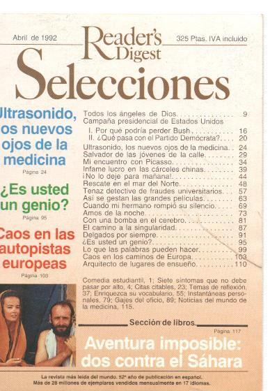 Selecciones del Reader s Digest abril 1992: Ultrasonido,los nuevos ojos de la me-