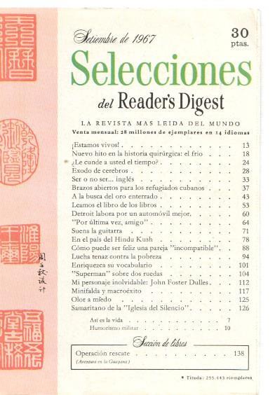 Selecciones del Reader s Digest  setiembre 1967: Nuevo hito en la historia quirur-