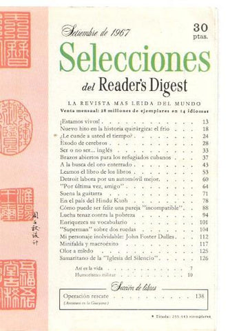 Selecciones del Reader s Digest  setiembre 1967: Nuevo hito en la historia quirur-
