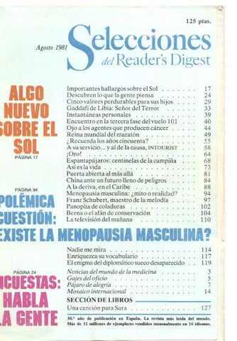 Selecciones del Reader s Digest agosto 1981: Algo nuevo sobre el sol- Polemica
