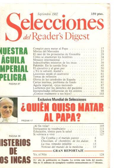 Selecciones del Reader s Digest septiembre 1982: Nuestra aguila imperial peligra