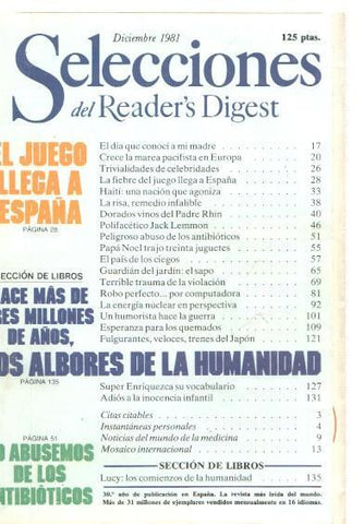 Selecciones del Reader s Digest diciembre 1981: El juego llega a España- Hace