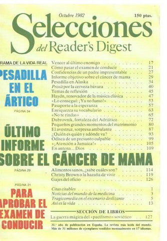 Selecciones del Reader s Digest octubre 1982: Pesadilla en el Artico- Ultimo infor-