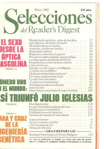 Selecciones del Reader s Digest enero 1982: El sexo desde la optica masculina-