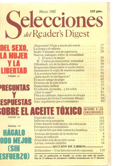 Selecciones del Reader s Digest marzo 1982: Del sexo, la mujer y la libertad- Pre-