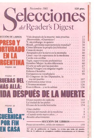 Selecciones del Reader s Digest noviembre 1981: Preso y torturado en La Argen-