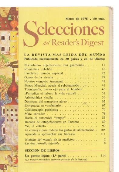 Selecciones del Reader s Digest marzo 1975: Fantastico mundo espacial- Ocaso de