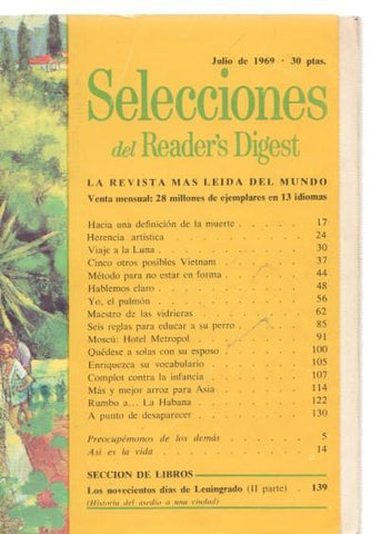 Selecciones del Reader s Digest julio 1969: Hacia una definicion de la muerte- Via-