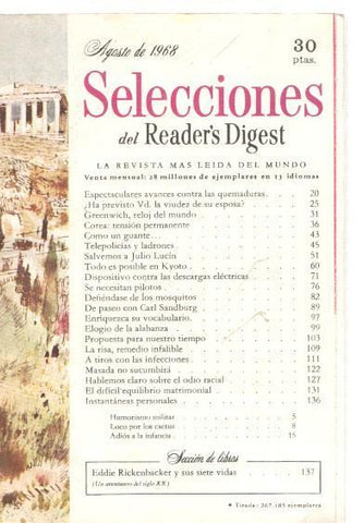 Selecciones del Reader s Digest agosto 1968: Espectaculares avances contra las