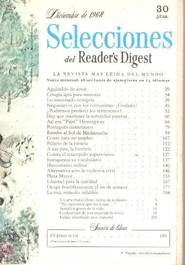Selecciones del Reader s Digest diciembre 1968: Aguinaldo de amor- Cirugia 