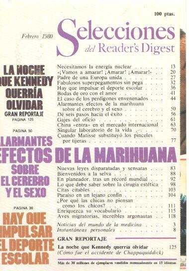 Selecciones del Reader s Digest febrero 1980: La noche que Kennedy querria
