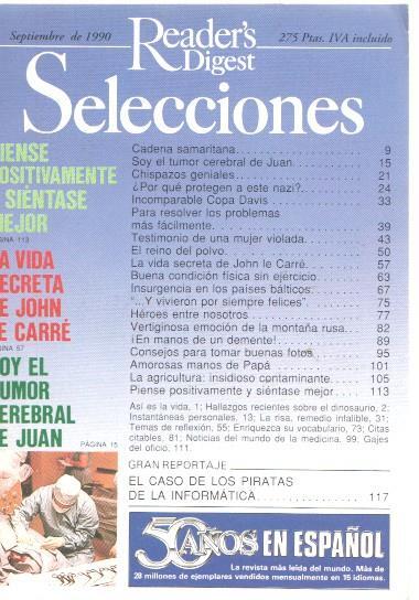Selecciones del Reader s Digest septiembre 1990: Piense positivamente y sientase