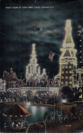 POSTAL PV04107: Night Scene at Luna Park, Coney Island, N. Y.