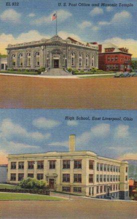 POSTAL PV04105: Post Office and Masonic Temple, East Liverpoll, Ohio