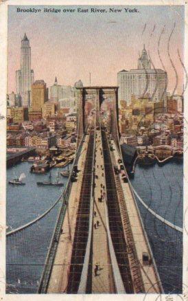 POSTAL PV04118: Brooklyn Bridge over East River, New York