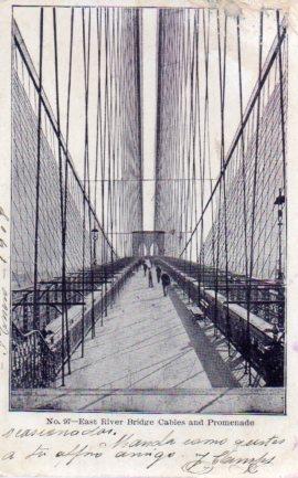 POSTAL PV04086: East River Bridge Cables and Promenade