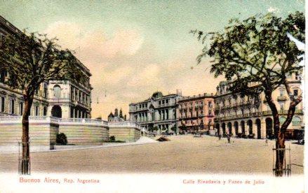 POSTAL PV03874: Calle Rivadavia y Paseo de Julio, Buenos Aires