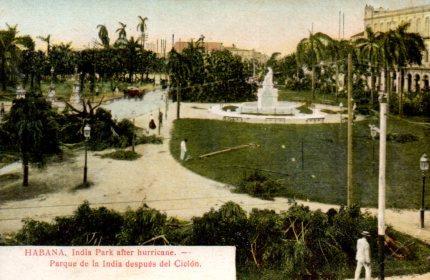 POSTAL PV03914: Parque de la India despues del ciclon en La Habana