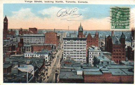 POSTAL PV03856: Yonge Street, looking North, Toronto Canada
