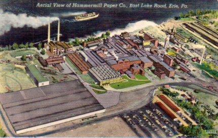POSTAL PV03991: Aerial view of Hammermill Paper Co., Erie, United States