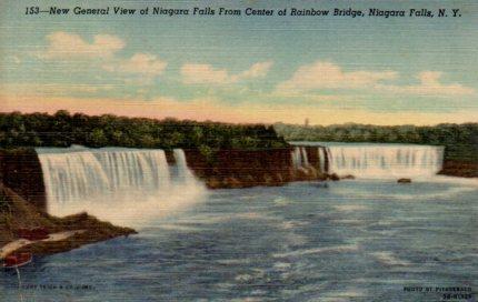 POSTAL PV03982: Niagara Falls from Center of Rainbow Bridge