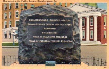 POSTAL PV03993: Monument in the Public Square, Chambersburg, United States